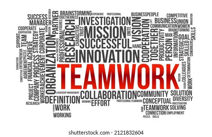 Teamwork word cloud template. Business concept vector background.