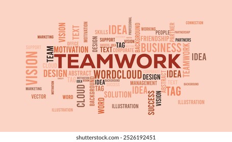 Teamwork word cloud template. Business concept vector background defarance keword collurful design.