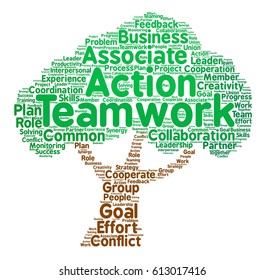 Teamwork word cloud Tree typography