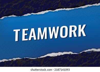 Teamwork word concept vector illustration lines modern futuristic 3d style for landing page template ui web mobile app poster banner flyer background gift card coupon label wallpaper
