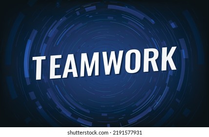 Teamwork palabra concepto vector ilustraciones modernas estilo 3d futurista para la plantilla de la página de aterrizaje ui aplicación móvil afiche pancarta volante fondo tarjeta de regalo etiqueta de cupón papel tapiz