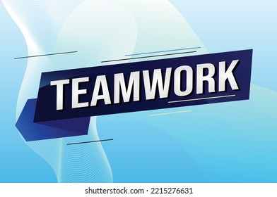 teamwork palabra concepto vector ilustración con líneas 3d estilo para la página de inicio de medios sociales, plantilla, ui, web, aplicación móvil, afiche, banner, volante, fondo, tarjeta de regalo, cupón, etiqueta, papel tapiz
