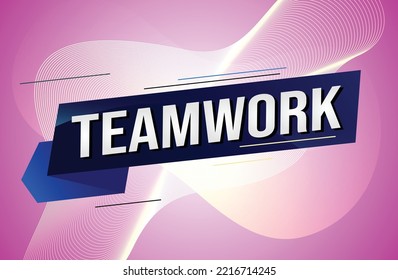 teamwork word concept vector illustration with lines 3d style for social media landing page, template, ui, web, mobile app, poster, banner, flyer, background, gift card, coupon, label, wallpaper
