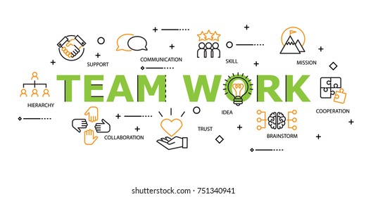 Teamwork Word Icon Set Concept Team Stock Vector (Royalty Free ...