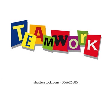 Teamwork Word Text Cut Paper Flat Stock Vector (Royalty Free) 506626585 ...