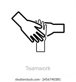 Trabajar en equipo y trabajar juntos icono concepto