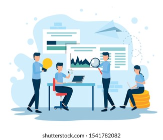 teamwork workers in the workplace vector illustration design