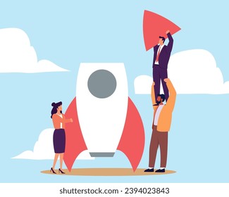 Teamwork working together for success, togetherness or cooperation, collaboration or support other to win together concept