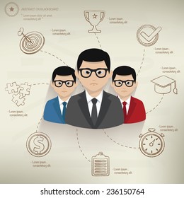 Teamwork,info graphic design on old paper background,clean vector