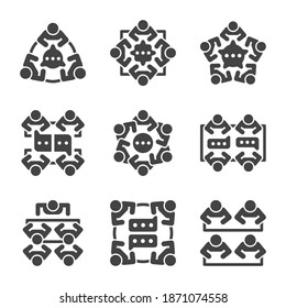 teamwork,meeting and brainstorming icon set,vector and illustration
