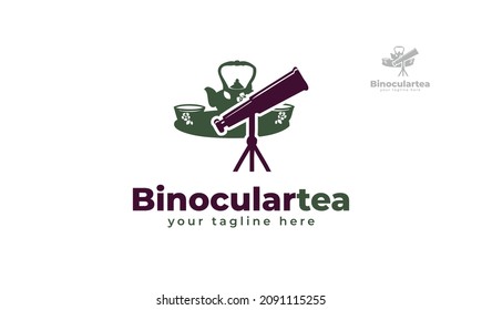 Teapot binoculars logo design. vector