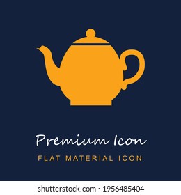 Teapot Black Side View Shape premium material ui ux isolated vector icon in navy blue and orange colors