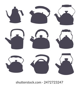 Teapot. Black silhouette of teapot.