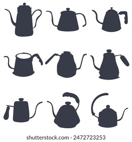 Teapot. Black silhouette of teapot.