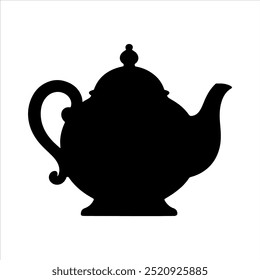 Teapot Black silhouette vector illustration on white background