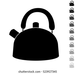 Teapot - black vector icon and ten icons in  shades of grey