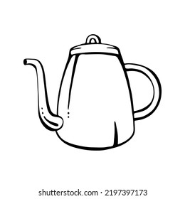 Teapot black and white isolated on white background
