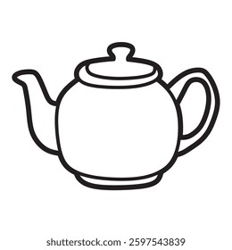 teapot black and white vector facing left