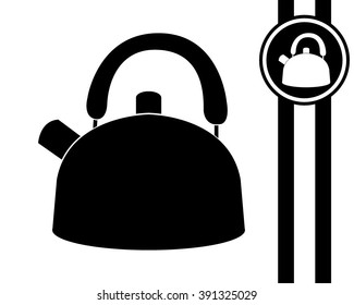 teapot - black and white vector icon