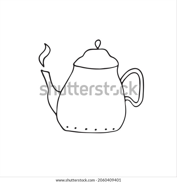 Teapot Black White Vector Illustration On Stock Vector (Royalty Free