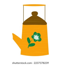 The teapot is bright on a white background, textured. Flat vector illustration
