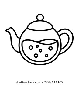 Teapot with bubbling liquid icon beverage ware beverage caffeine infusion cookware isolated illustration