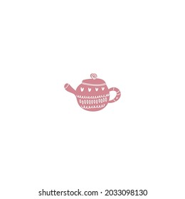 Teapot cartoon vector illustration, red teapot illustration.