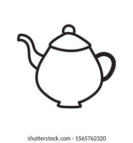 teapot ceramic handle object icon vector illustration thick line