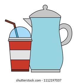 teapot ceramic paper cup with straw design