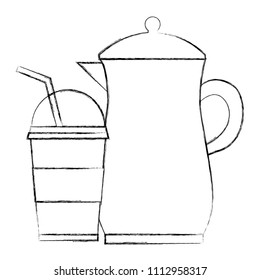 teapot ceramic paper cup with straw design