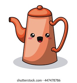 teapot character isolated icon design