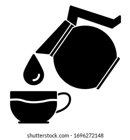 Teapot coffee with cup icon in trendy silhouette style design. Vector illustration.