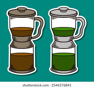 Teapot Coffee Doodle Sticker Illustration
