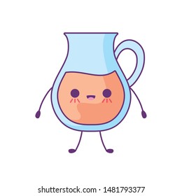 teapot with coffee drink kawaii style