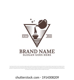 teapot and coffee logo design inspiration with vintage and triangle shape concepts style