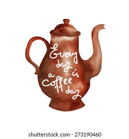 Teapot Coffee pot. Coffee day. Vector