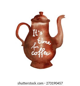 Teapot Coffee pot. Time for coffee. Vector
