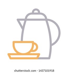 teapot color line vector icon
