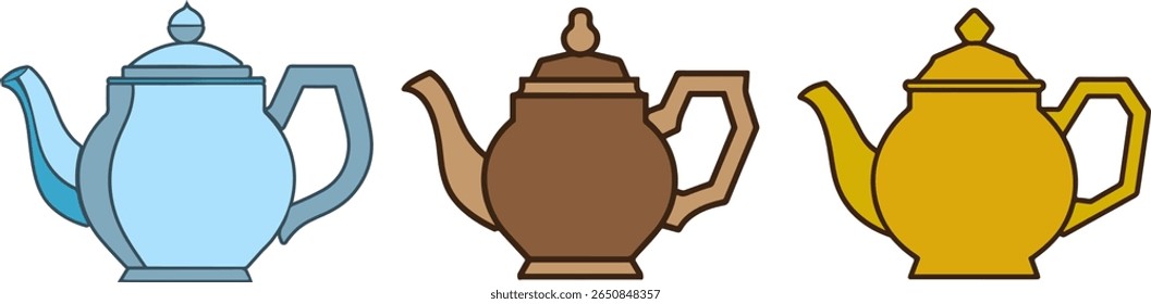 Teapot Colorful Vector Illustration Collection