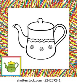 Teapot coloring book. Vector illustration for children