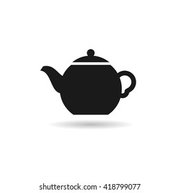 Teapot computer black icon, web button business badge or label as sticker on white background