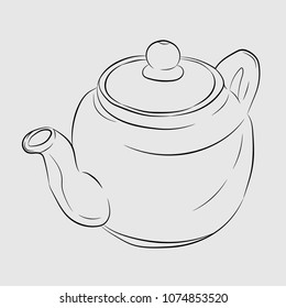 the teapot contour drawing in pencil