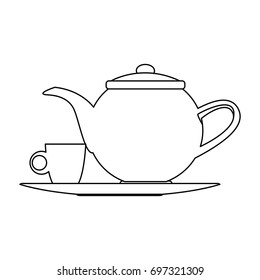 the teapot and cup beverage element icon