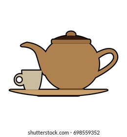 the teapot and cup beverage element icon