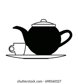 the teapot and cup beverage element icon