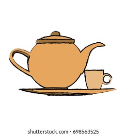 the teapot and cup beverage element icon