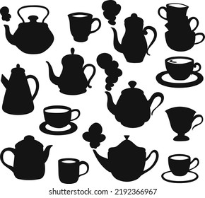 Teapot Cup Collection Vector Silhouettes