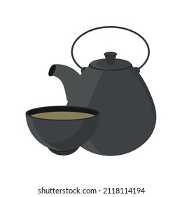 teapot and cup design icon