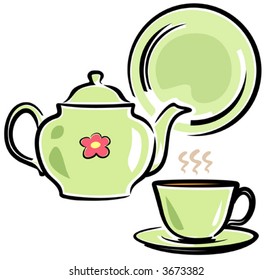 Teapot, Cup and Dish 