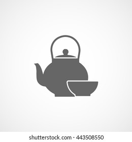 Teapot And Cup Flat Icon On White Background